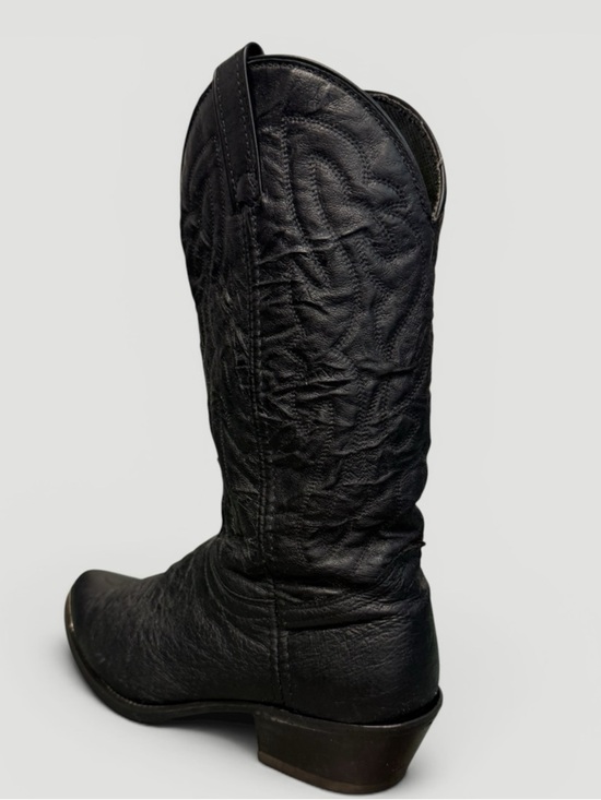 Laredo Black Leather Western Cowboy Boots Sterling Silver Tip Size 10D